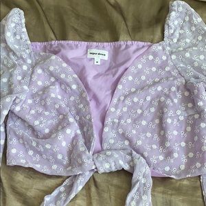 Super down lavender tie crop top